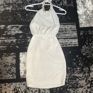 Open back halter dress